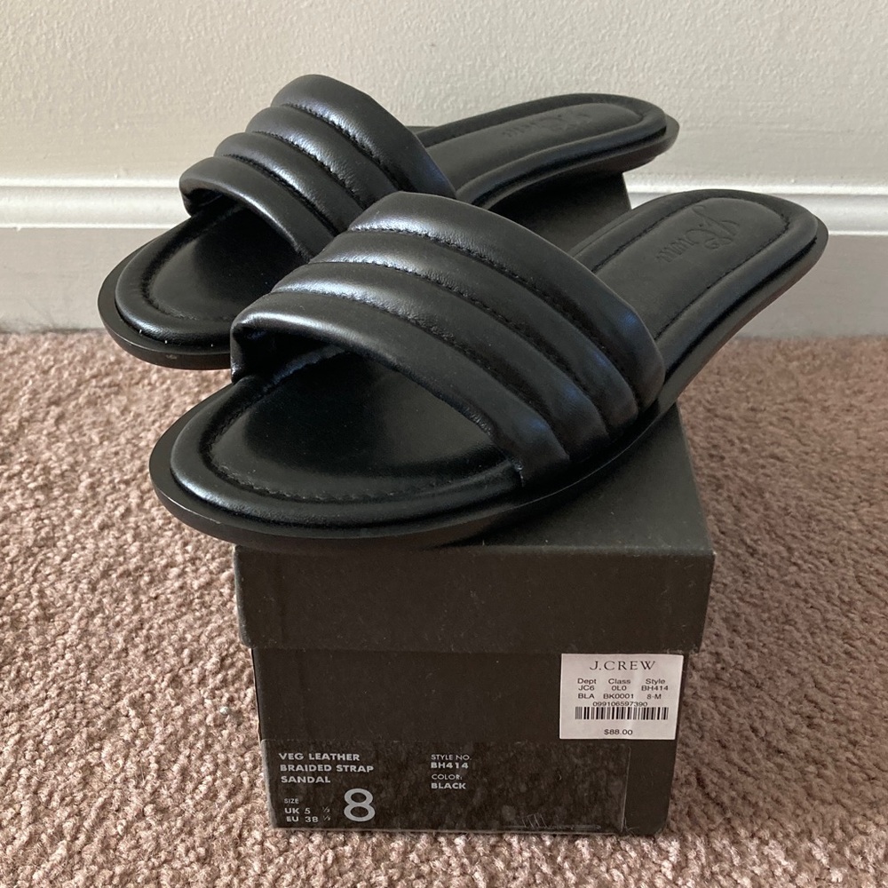 JCrew Sorrento padded slides in leather